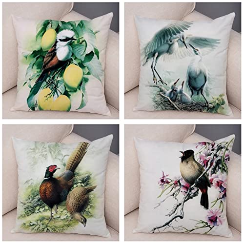 4er Set Dekorativ Kissenbezug Pflanze Vogel Tier,Samt Soft Kissenbezüge Dekorative Kissenhülle 40x40cm Zierkissenbezug mit Unsichtbarem Reißverschluss für Couch,Auto,Schlafzimmer Pillowcase,16x16in von Zoordar