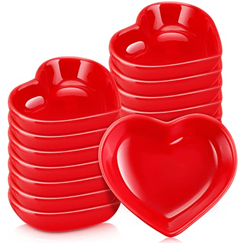 16 Stück Valentinstag herzförmige Keramikschalen rote Liebessoße Beilagenschüssel Mehrzweck-Servierteller Süßigkeiten Herz Schale Sushi Dipschale Gewürzschalen für Hochzeit Geburtstag Party von Zopeal