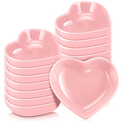 Set mit 12 herzförmigen Schalen zum Valentinstag, Keramik, rosa Gerichte, herzförmige Teller, Mehrzweck-Salatschüsseln, Vorspeisen, Kochgeschenke für Süßigkeiten, Sauce, Servieren, Hochzeitstag von Zopeal