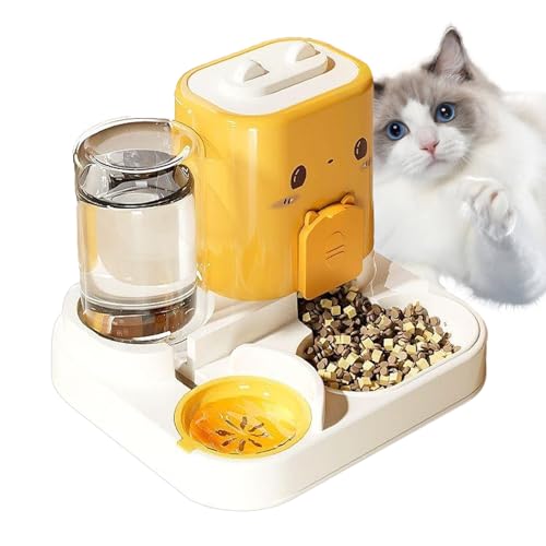 Automatischer Katzenfutterautomat | 2 In 1 Futterautomat Mit Wassertank,Großes Futterbehältnis Mit Leckerlispender Und Napfset Für Kleine Bis Mittelgroße Rassen von Zopoee