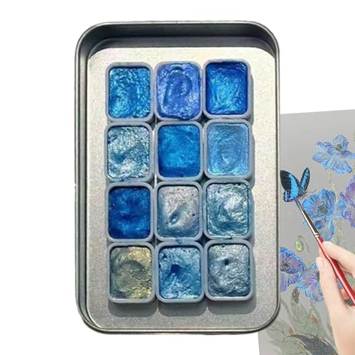 Zopoee Glitzer Aquarellfarbe | 12 Farben Tragbares AquarellmalSet | Tragbare Malutensilien Für Anfänger Kinder Mädchen Geburtstag Homeschooling Kunst Begeisterte von Zopoee