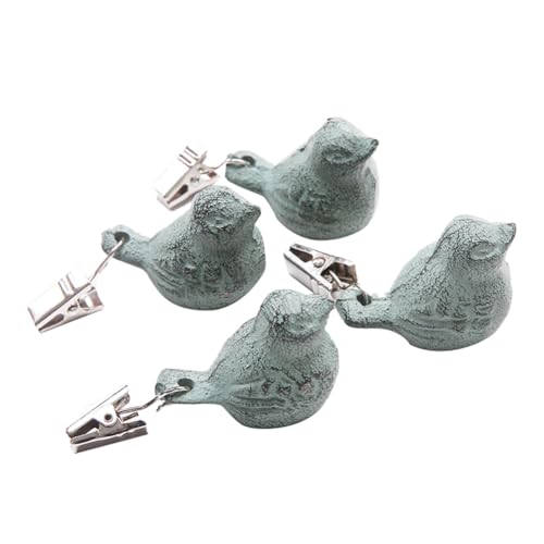 Zopoee Tischdeckengewichte Kleiderbügel, 4 Stück Tischdeckenbeschwerer Mit Klammer, Gusseisen Antike Vögel Tischdecke Gewicht Für Outdoor-Party, Picknick Camping Party von Zopoee
