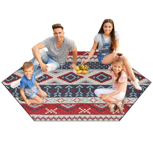 Zopoee wasserdichte Picknickdecke | Bunte unterlage für Picknick - Wiederverwendbare Bunte Sechseckige Leichte Decke Für Wanderungen Familienausflüge Kleinkinder Garten von Zopoee