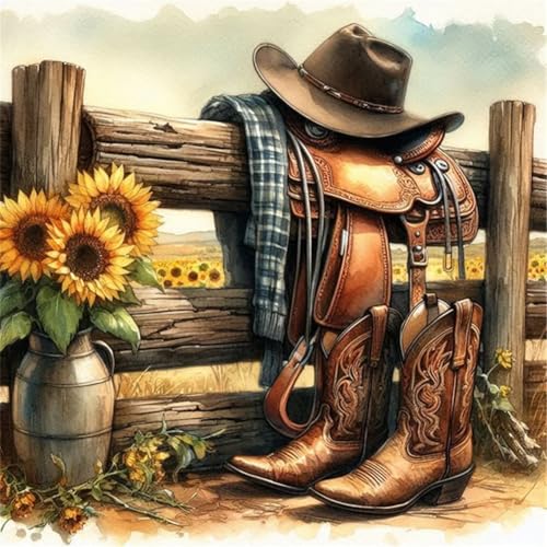 ZoraYorce COWBOY PRINTED CROSS STITCH KIT 40x40cm DIY 11CT Stickerei Bastel Set Home Decor von ZoraYorce