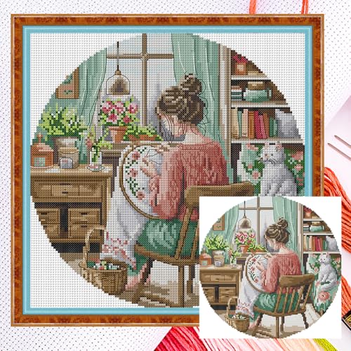 ZoraYorce Partiell Stickerei Eco-Cotton Thread 14CT Girl Cross Stitch Kit 31x31cm von ZoraYorce