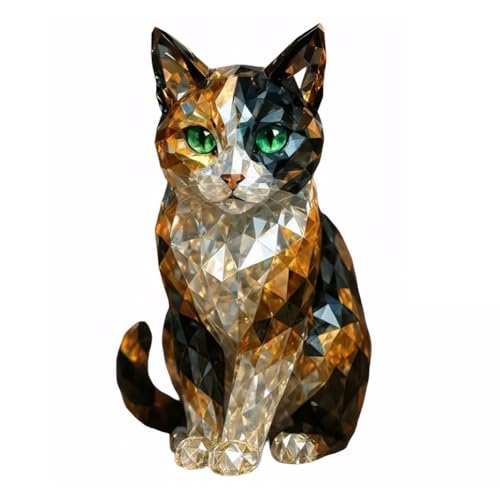 ZoraYorce gefälschte Kristalltier -Skulpturen Harz gemalt Tierstatue für Home Office (Katze) von ZoraYorce
