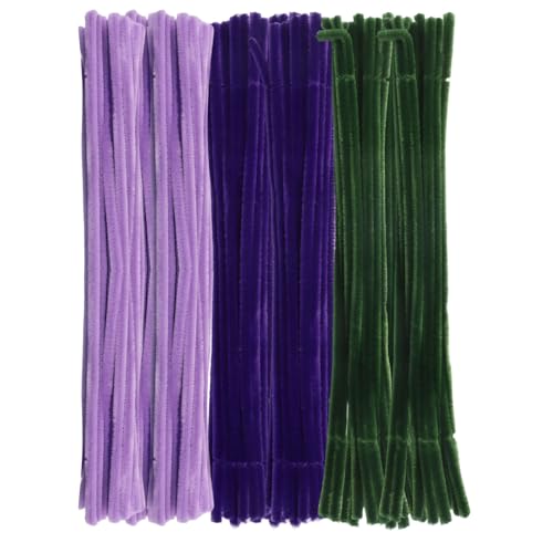 Zorfeter Dicke Pfeifenreiniger, Pastell-Bastelzubehör, Macaron-Farbe (Taro-Lila, Dunkelviolett, Moosgrün), Chenille-Stiele, kreative DIY-Dekorationen für Kunst- und Bastelprojekte, 300 Stück von Zorfeter