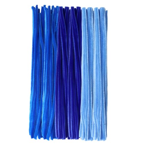 Zorfeter Dicke Pfeifenreiniger, Pastell-Bastelzubehör, Macaron-Farbe (drei Farbtöne von Blau), Chenille-Stiele, kreative DIY-Dekorationen für Kunst- und Bastelprojekte, 300 Stück von Zorfeter