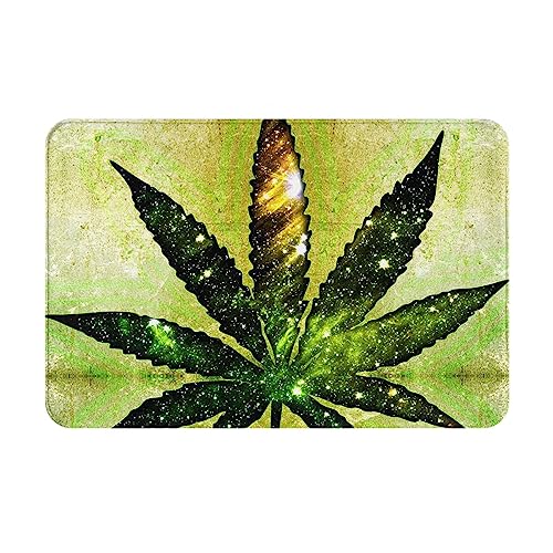 Shining Cannabis Weed Flanell Willkommen Fußmatte rutschfeste saugfähige Bodenmatten Teppich Fußmatten Indoor Teppich für Schlafzimmer Küche Eingang Badezimmer 40,6 x 61 cm von Zorin