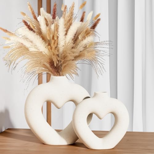 Zormon Weiße Herz Keramik Vasen Deko-Set aus 2 Stück, Skandinavische Herzform Vasen, Minimalistische Deko-Vase für Tischdekoration Hochzeit Wohnzimmer Büro Hausdekoration Zormon Weiße Herz Keramik Vasen Deko-Set aus 2 Stück, Skandinavische Herzform Vasen, Minimalistische Deko-Vase für Tischdekoration Hochzeit Wohnzimmer Büro Hausdekoration von Zormon