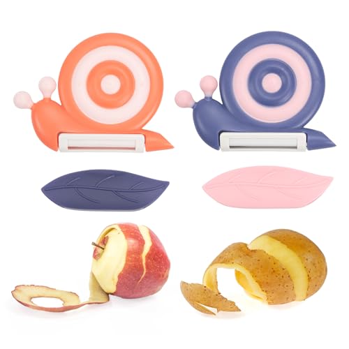2er Set Sparschäler Schnecke Keramikmesser - sparschäler kinder mit rutschfestem Griff | streifenschäler für gemüse & Obst | Kindgerechte Küchenhelfer für Camping, Picknick & Haushalt von Zoruam