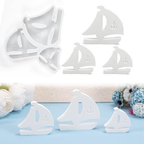 Silikonformen Gießformen Sommer-Gießformen Silikon Für Kerzen & Gips DIY Sommer-Segelboot-Dekorationen Und Bastelarbeiten 3 Kombinationen von Zoruam