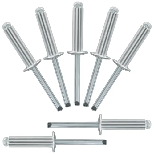 Zorveiio Blindnieten aus Aluminium, 6,35 x 2,5 cm, gewölbter Kopf, Popnieten für die Installation von Zubehör, 100 Stück (Silber) von Zorveiio