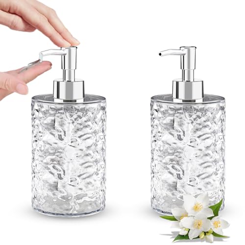 Zosenyer 2er Set Nachfüllbare Seifenspender 400 ML, Transparente Pumpflasche mit Wellendesign & Auslaufsicher, für Küche, Bad, Reise, Spülmittel, Duschgel, Shampoo Dispenser (Orbicular) von Zosenyer