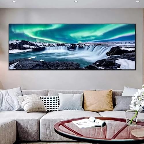 Diamond Painting Aurora-Landschaft 60x120cm,5D Diamant Painting grosse Bilder Erwachsene/Kinder Round Diamanten Crystal Stickerei Kreuzstich Art Crafts malen nach zahlen Kit Home Wall Decor Gift A56 von Zosoore