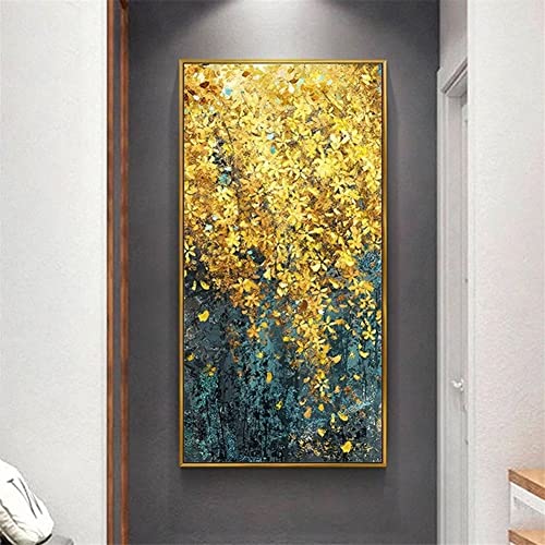 Diamond Painting Goldenes Blatt 80x160cm,5D Diamant Painting grosse Bilder Erwachsene/Kinder Square Diamanten Crystal Stickerei Kreuzstich Art Crafts malen nach zahlen Kit Home Wall Decor Gift B52 von Zosoore