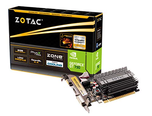 Zotac GeForce GT 730 Zone Grafikkarte (NVIDIA GT 730, 2GB DDR3, 64bit, Base-Takt 902 MHz, 1,6 GHz, DVI, HDMI, VGA, passiv gekühlt) von Zotac