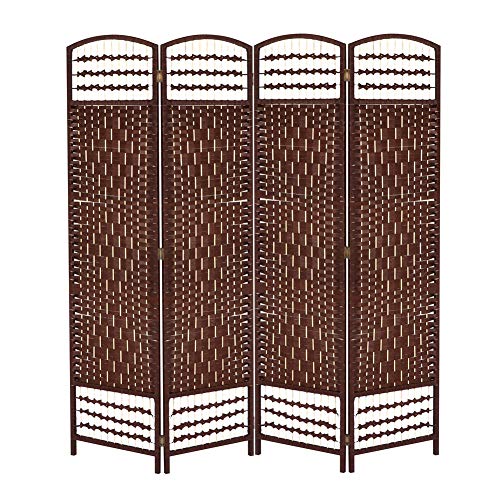 Zoternen Raumteiler,paravent raumteiler 4 Panel Portable Folding Raumteiler natürlichen Bambus (Kaffee, Creme)(Marron) von Zoternen
