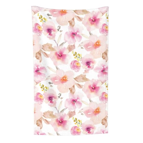 Aquarell rosa und lila Blumen, Überwurf für Couchstühle, warme Plüschdecke für Bettwäsche und Reisen, 76,2 x 127,7 cm von Zouey