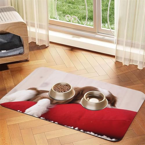 Australian Shepherd Weihnachten Süße Aussie Hunde,wasserdichte Futtermatte für Haustiere, Tischsets für Katzen und Hunde für Futter und Wasser, Futtermatten aus PU-Leder,40x60cm von Zouey