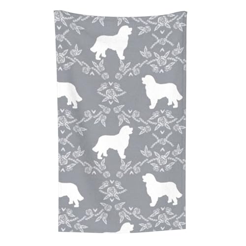 Berner Sennenhund Blumen Silhouette Grau, Überwurf für Couchstühle, warme Plüschdecke für Bettwäsche und Reisen, 76,2 x 127,7 cm von Zouey