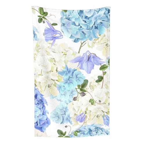 Blumen Hortensie Weiß Marineblau Farbverlauf, Überwurf für Couchstühle, warme Plüschdecke für Bettwäsche und Reisen, 76,2 x 127,7 cm von Zouey