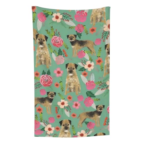 Border Terrier Blumen Hunderasse, Überwurf für Couchstühle, warme Plüschdecke für Bettwäsche und Reisen, 76,2 x 127,7 cm von Zouey