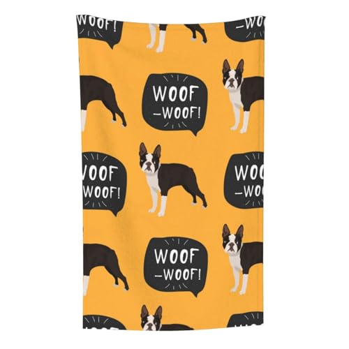 Boston Terrier Welpenmuster, Überwurf für Couchstühle, warme Plüschdecke für Bettwäsche und Reisen, 76,2 x 127,7 cm von Zouey