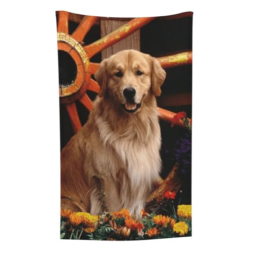 Golden Retriever Blumen, Überwurf für Couchstühle, warme Plüschdecke für Bettwäsche und Reisen, 76,2 x 127,7 cm Golden Retriever Blumen, Überwurf für Couchstühle, warme Plüschdecke für Bettwäsche und Reisen, 76,2 x 127,7 cm von Zouey