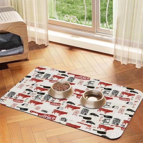 Herbsternte Kürbisse Herbst Thanksgiving Maple Leaf,wasserdichte Futtermatte für Haustiere, Tischsets für Katzen und Hunde für Futter und Wasser, Futtermatten aus PU-Leder,40x60cm von Zouey