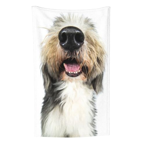 Hund Bearded Collie Lustige Nase, Überwurf für Couchstühle, warme Plüschdecke für Bettwäsche und Reisen, 76,2 x 127,7 cm von Zouey