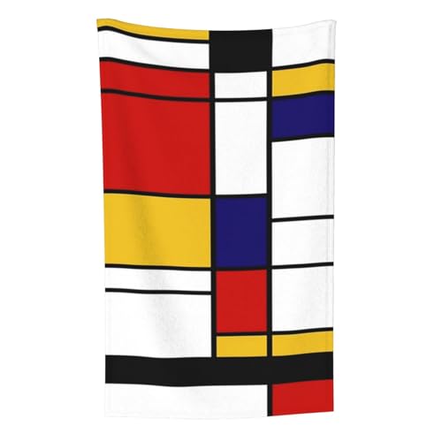 Künstlerische Mondrian Style Farbkomposition Rot, Überwurf für Couchstühle, warme Plüschdecke für Bettwäsche und Reisen, 76,2 x 127,7 cm von Zouey