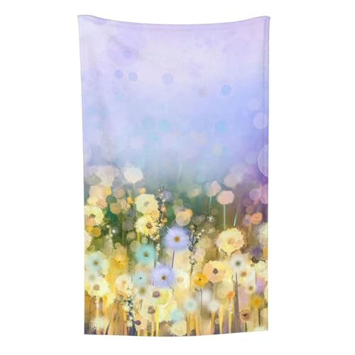Löwenzahn Frühling Malerei Blume Pastell Lila, Überwurf für Couchstühle, warme Plüschdecke für Bettwäsche und Reisen, 76,2 x 127,7 cm von Zouey