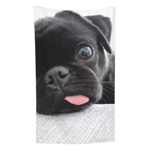 Lustiger Mops Schwarz, Überwurf für Couchstühle, warme Plüschdecke für Bettwäsche und Reisen, 76,2 x 127,7 cm von Zouey
