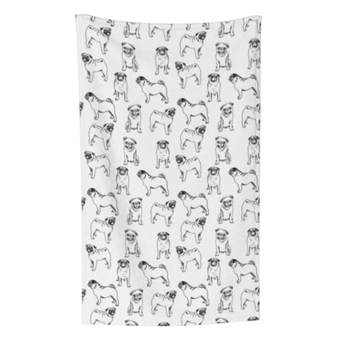 Mops, Niedlich, Mops, Schwarz Und Weiß, Überwurf für Couchstühle, warme Plüschdecke für Bettwäsche und Reisen, 76,2 x 127,7 cm von Zouey