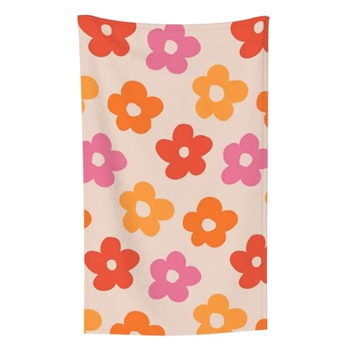 Retro 60er 70er Blumen Muster Vintage, Überwurf für Couchstühle, warme Plüschdecke für Bettwäsche und Reisen, 76,2 x 127,7 cm von Zouey