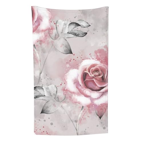 Rosa Blumen Aquarell Blumen Rose Grau Blätter Splash, Überwurf für Couchstühle, warme Plüschdecke für Bettwäsche und Reisen, 76,2 x 127,7 cm von Zouey