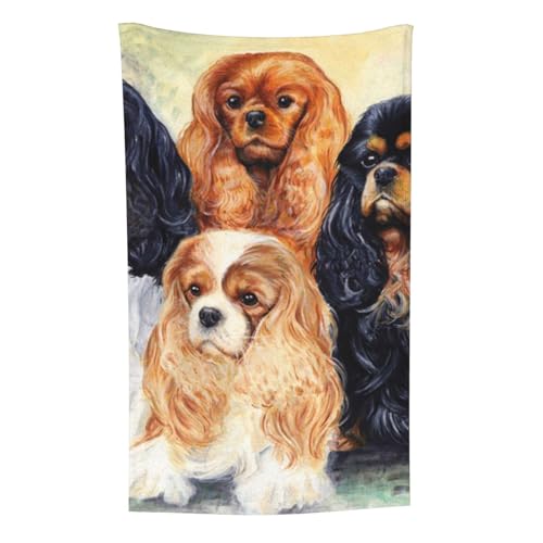 Schwarzer Goldener Cavalier King Charles Spaniel, Überwurf für Couchstühle, warme Plüschdecke für Bettwäsche und Reisen, 76,2 x 127,7 cm von Zouey