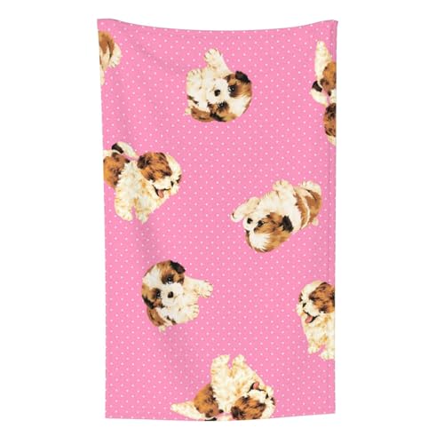 Shih Tzu Pink Polka Dot, Überwurf für Couchstühle, warme Plüschdecke für Bettwäsche und Reisen, 76,2 x 127,7 cm von Zouey