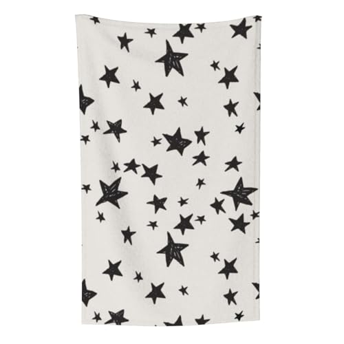 Sterne Stoff Creme Schwarz, Überwurf für Couchstühle, warme Plüschdecke für Bettwäsche und Reisen, 76,2 x 127,7 cm von Zouey
