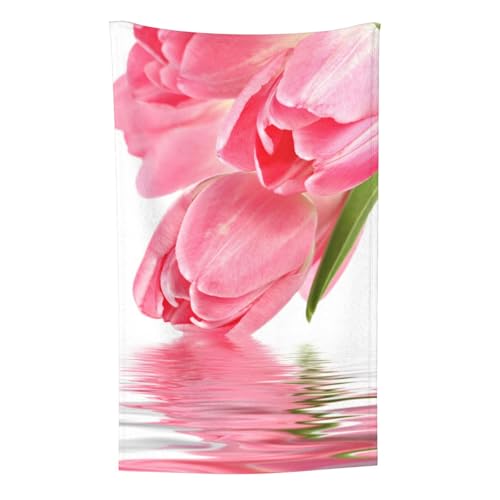 Tulpe Wasser-Effekt Frisch Schön Blume Rosa, Überwurf für Couchstühle, warme Plüschdecke für Bettwäsche und Reisen, 76,2 x 127,7 cm von Zouey