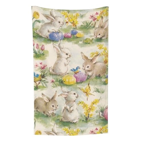 Vintage Blumen Kaninchen Hase Ostern, Überwurf für Couchstühle, warme Plüschdecke für Bettwäsche und Reisen, 76,2 x 127,7 cm von Zouey