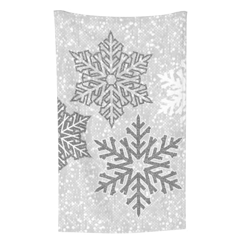 Weihnachten Funkelnde silbergraue und weiße Schneeflocken, Überwurf für Couchstühle, warme Plüschdecke für Bettwäsche und Reisen, 76,2 x 127,7 cm von Zouey