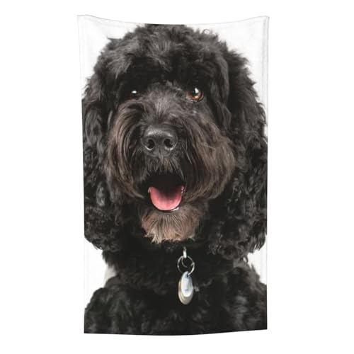 Welpe, schwarzer Cockapoo, Überwurf für Couchstühle, warme Plüschdecke für Bettwäsche und Reisen, 76,2 x 127,7 cm von Zouey