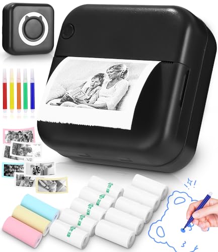 Zounin Mini-Drucker,Neuer Drucker,Taschendrucker, Mini Fotodrucker für Smartphone, Tragbarer Thermodrucker Bluetooth Fotodrucker Aufkleber Drucker Mini Etikettendrucker für Lernen, Studiennotizen von Zounin
