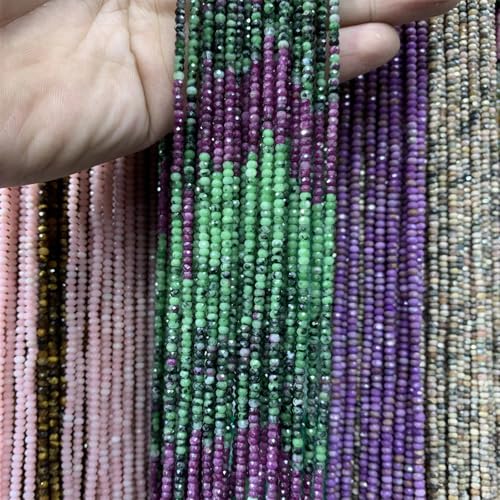 Natürliche Turmalin-geschliffene Winkelperlen, 2 x 3 mm – 39 cm Strang, Edelsteinperlen für Schmuckherstellung von ZouoYYii
