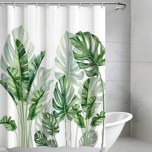 Zourglow Duschvorhang 120x200 cm, Grün Blätter Pflanzen, Wasserabweisend, Duschvorhang Anti-Schimmel Polyester mit Beschwertem Saum, Waschbar mit 12 Ösenringe für Badewanne, Badezimmer Zourglow Duschvorhang 120x200 cm, Grün Blätter Pflanzen, Wasserabweisend, Duschvorhang Anti-Schimmel Polyester mit Beschwertem Saum, Waschbar mit 12 Ösenringe für Badewanne, Badezimmer von Zourglow