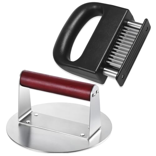 Zourglow Burgerpresse, 6,3 Zoll Burger Patty Presse, Fleischzartmacher mit 48 Edelstahlklingen, Smash Burgerpresse für Fleisch, Patty, Steak, Speck, Geschenkpaket von Zourglow