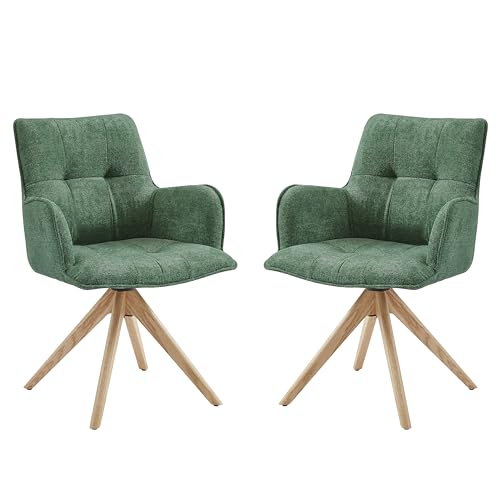 Stühle Esszimmer Drehbar 2er Set Grün - 2er Set Küchenstühle Polsterstuhl Armlehnstuhl Drehbar mit Armlehnen Rückenlehne Boucle Eichenholzbeine 120Kg Belastbar Stühle Esszimmer Drehbar 2er Set Grün - 2er Set Küchenstühle Polsterstuhl Armlehnstuhl Drehbar mit Armlehnen Rückenlehne Boucle Eichenholzbeine 120Kg Belastbar von Zouron