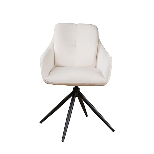 Zouron Beige Bürostuhl Ohne Rollen - Mid Century Modern Drehstuhl, Beige Samt gepolsterter Bürostuhl mit Beine, schreibtischstuhl DC036 von Zouron